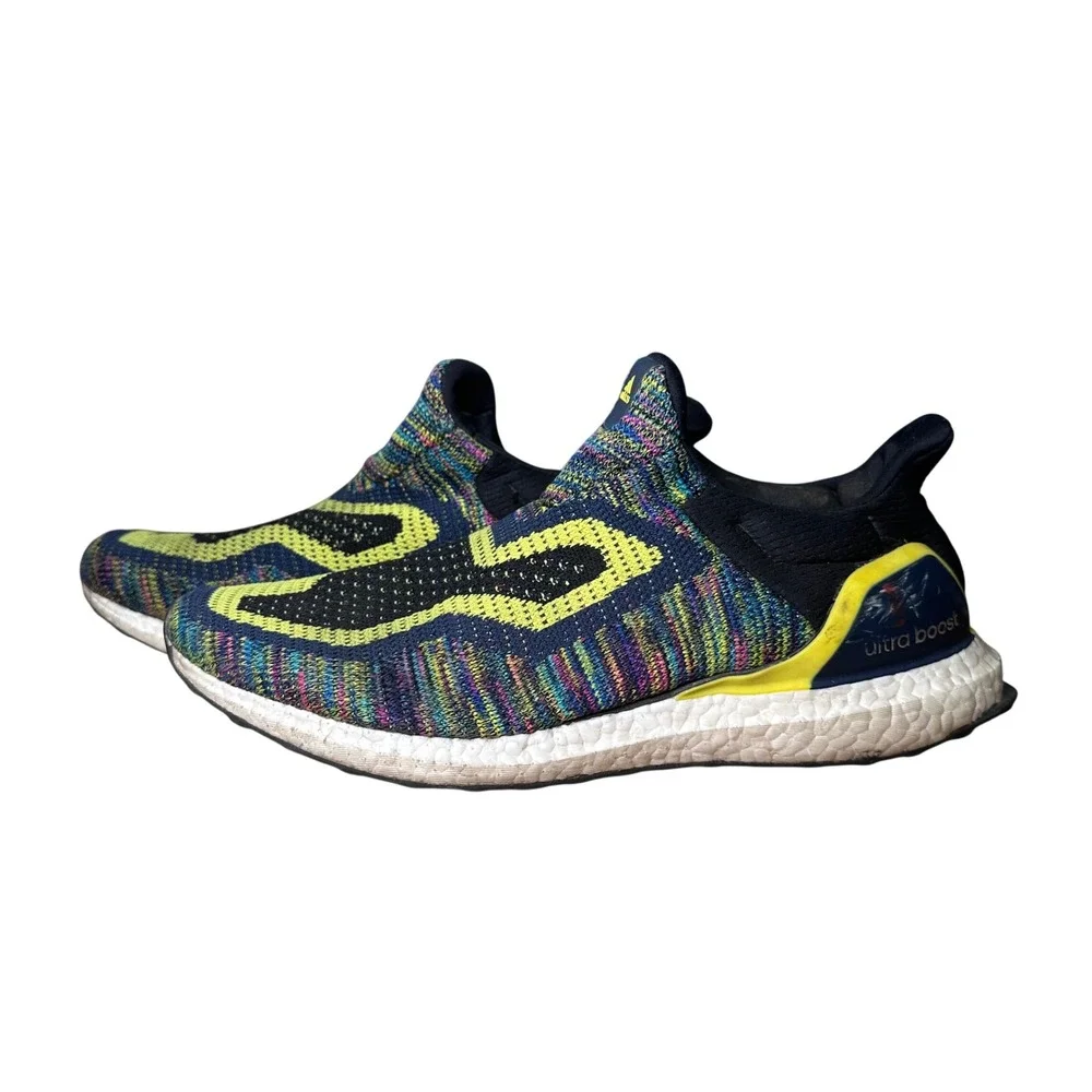 Adidas Ultraboost Laceless Multicolor Yellow Navy Mens Running Shoes 12